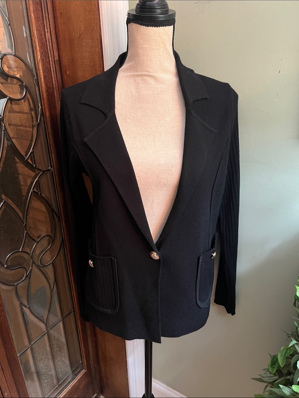 Belldini Black Single-Button Blazer with Patch Pockets